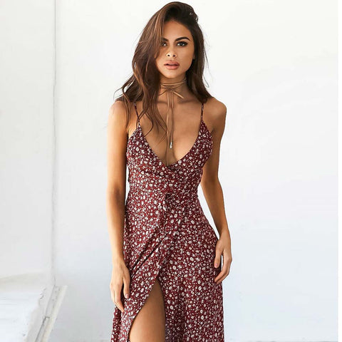 Floral Print Ethnic Beach Boho Maxi Dress