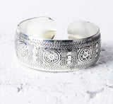 Georgina Silver Boho Antalya Carved Bangle Bracelet