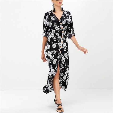 Sexy Deep V-neck Party Boho Sundress