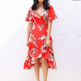 Floral Print Boho Style Summer Beach Dress