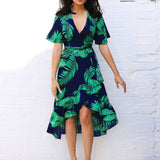 Floral Print Boho Style Summer Beach Dress