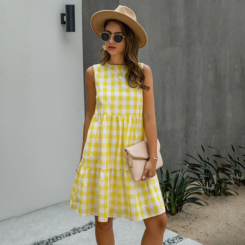 Plaid A-line Pocket Dress