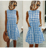 Plaid A-line Pocket Dress