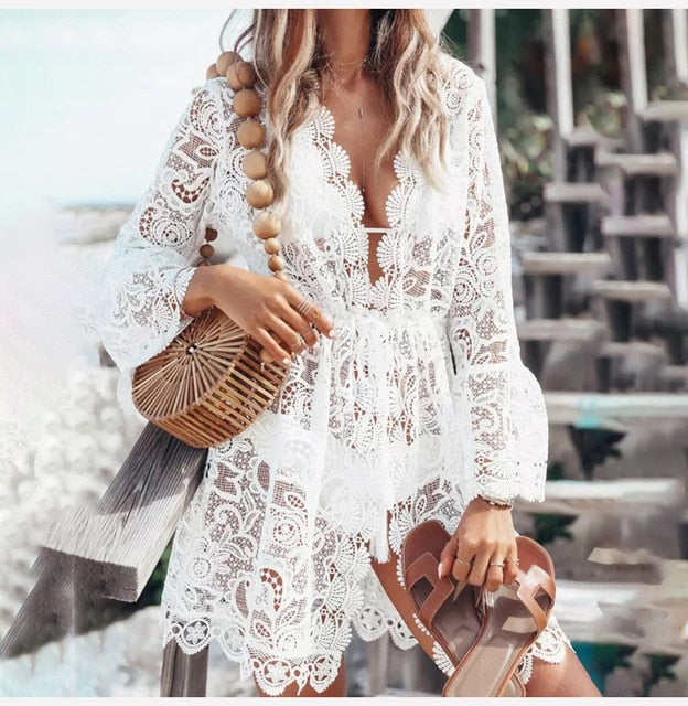 White Lace Sexy See Through Casual Mini Short Sundress Dream Closet Couture White Lace Sexy See Through Casual Mini Short Sundress Dream Closet Couture