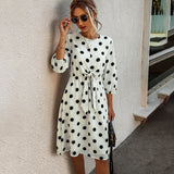 Polka-dot A-line Bow Dress