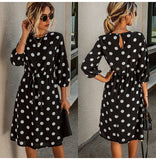Polka-dot A-line Bow Dress