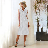 Bow Tied Polka Dot Ruffle Sleeve Tank Midi Dress