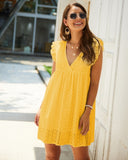 Lace Embroidery Cotton Summer Mini Dress