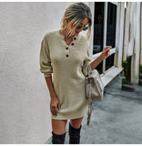 Button Slim Fit Sweater Dress