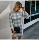 Plaid Knit Sweater Dress