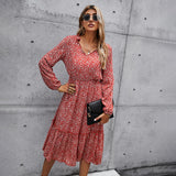 Floral Print Ruched Long Dress