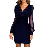 Elegant Ladies Mesh Sequin Glitter Dress