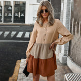 Button Ruched Loose Dress