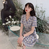 Zendee Plaid Button Dress