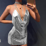 Cascade V-neck Sequin Party Dress