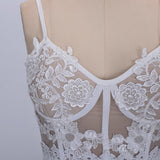 Rosanna Sexy White Lace Embroidery Stitching Club Wear Dress