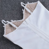 Rosanna Sexy White Lace Embroidery Stitching Club Wear Dress