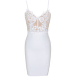 Rosanna Sexy White Lace Embroidery Stitching Club Wear Dress