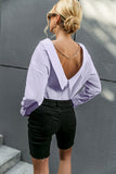 Jasmine V-neck Backless Button Down Collared Top