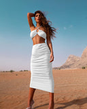 Aurora Halter Sleeveless Multiway Crop-Top And Long Skirt Matching Set