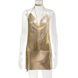 Cascade V-neck Sequin Party Dress