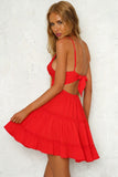 Crisbelle Deep V-neck Sleeveless Mini Dress