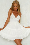 Crisbelle Deep V-neck Sleeveless Mini Dress