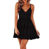 Crisbelle Deep V-neck Sleeveless Mini Dress