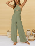 Camel Crossover Halter Strap Sexy Backless Tie Party Jumpsuit