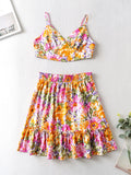 Jojo Floral Ruffled V-Neck Two-Piece Dress