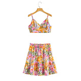 Jojo Floral Ruffled V-Neck Two-Piece Dress