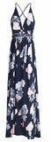 Blue & Dusty Pink Vibe Cross-Back Maxi Dress