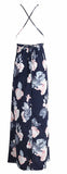 Blue & Dusty Pink Vibe Cross-Back Maxi Dress