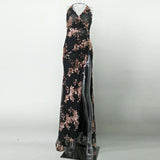 Anika Deep-V Slit Sequin Maxi Dress