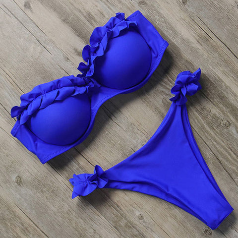 Bandeau Ruffle Push Up Bikini