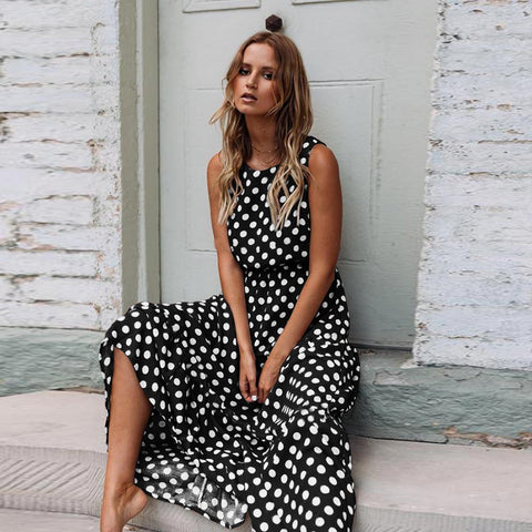 Polka Dot Print Beach Summer Long Dress – Dream Closet Couture
