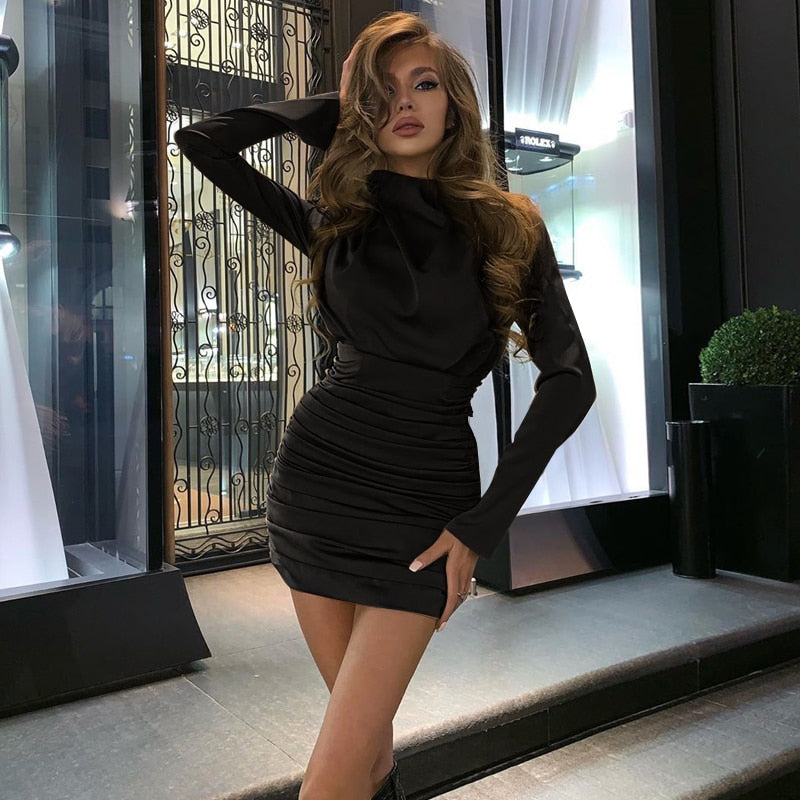 Long Sleeve Ruched Pure Sexy Mini Dress – Dream Closet Couture
