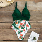 One Piece Floral Ruffle Swimsuit