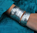 Georgina Silver Boho Antalya Carved Bangle Bracelet