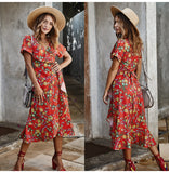 Lace-Up Flower Fitted Midi Dress