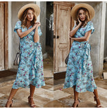 Lace-Up Flower Fitted Midi Dress