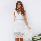 Backless Boho White Lace Summer Dress