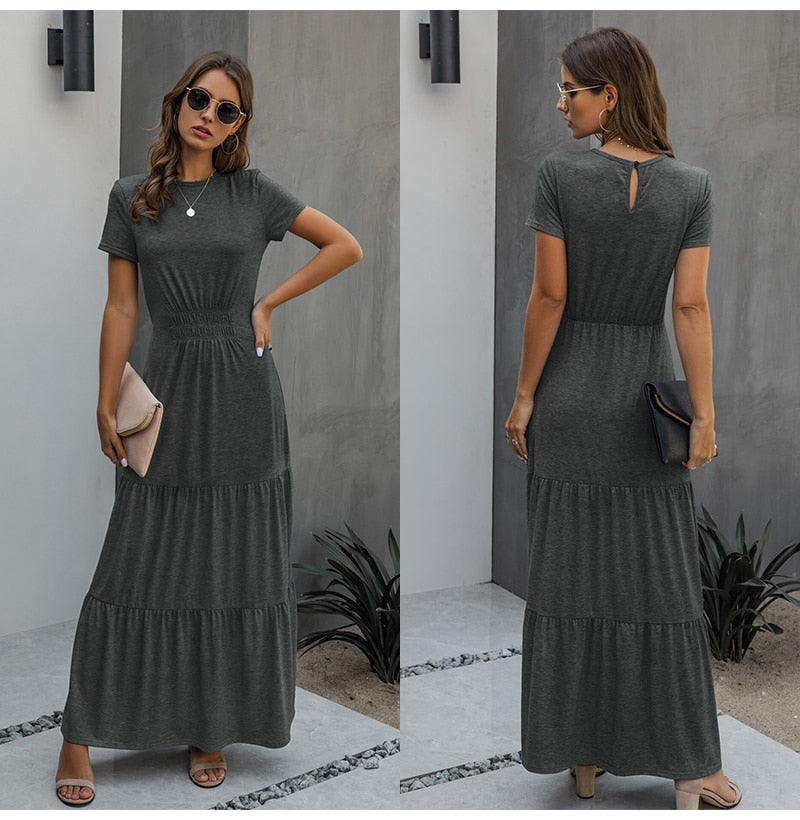 Ruched A-Line T-shirt Maxi Dress – Dream Closet Couture