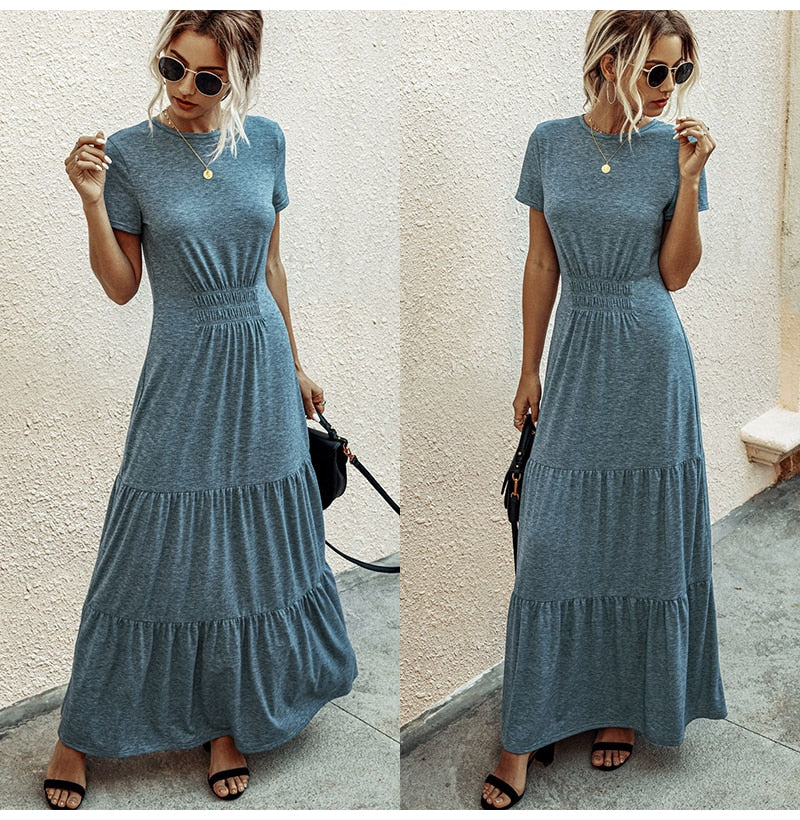 Ruched A-Line T-shirt Maxi Dress – Dream Closet Couture