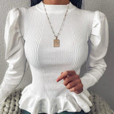 Elegant Round Neck Long Sleeve Pullover Sweater