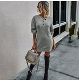 Button Slim Fit Sweater Dress