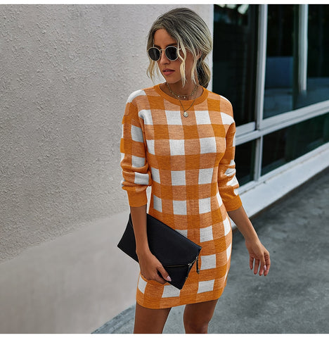 Plaid Knit Sweater Dress Dream Closet Couture Plaid Knit Sweater Dress Dream Closet Couture