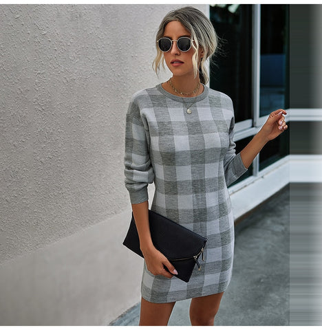 Plaid Knit Sweater Dress Plaid Knit Sweater Dress