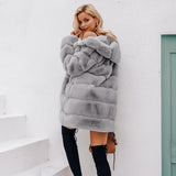 Wide-waisted Faux Fur Jacket