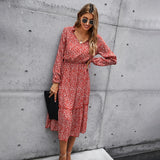 Floral Print Ruched Long Dress